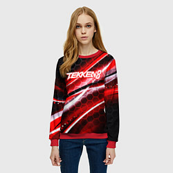 Свитшот женский Tekken 8 огненное лого файтинг, цвет: 3D-красный — фото 2