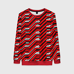 Женский свитшот Киберпанк узор красный и чёрный