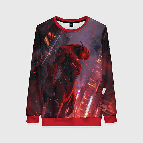 Женский свитшот Боевой красный андроид / 3D-Красный – фото 1