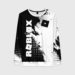 Свитшот женский Роблокс - черно-белая абстракция, цвет: 3D-белый