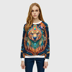 Свитшот женский Медведь шаман тотемное животное, цвет: 3D-белый — фото 2