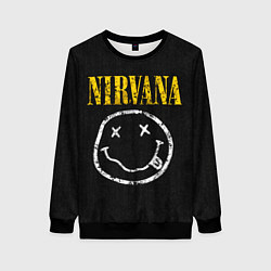 Свитшот женский Джинсовка с nirvana, цвет: 3D-черный