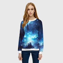 Свитшот женский Космический голубой пейзаж, цвет: 3D-белый — фото 2