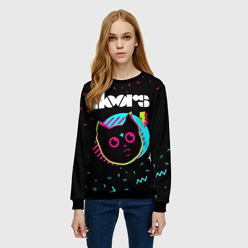 Женский свитшот The Doors - rock star cat / 3D-Черный – фото 3