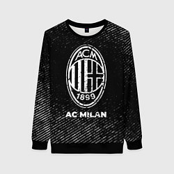 Свитшот женский AC Milan с потертостями на темном фоне, цвет: 3D-черный