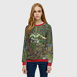 Свитшот женский Леший-озорник в лесу, цвет: 3D-красный — фото 2