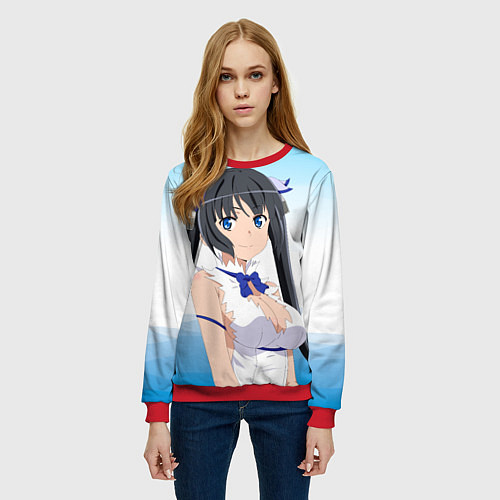 Женский свитшот Гестия из Данмачи / 3D-Красный – фото 3