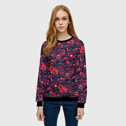 Женский свитшот Монстры паттерн / 3D-Черный – фото 3