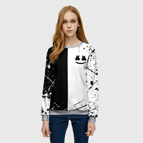 Женский свитшот Marshmello краски музыка / 3D-Меланж – фото 3