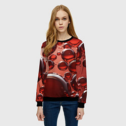 Свитшот женский Крупные красные капли, цвет: 3D-черный — фото 2