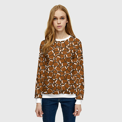 Женский свитшот Мячи регби и американского футбола / 3D-Белый – фото 3