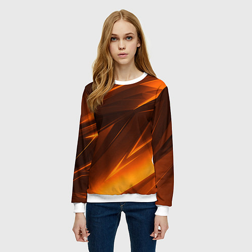 Женский свитшот Geometry stripes orange / 3D-Белый – фото 3