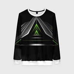 Свитшот женский Black green abstract nvidia style, цвет: 3D-белый