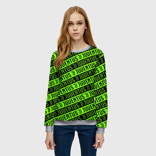 Женский свитшот Juventus green pattern sport / 3D-Меланж – фото 3