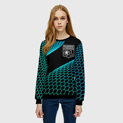 Женский свитшот Lyon football net / 3D-Черный – фото 3