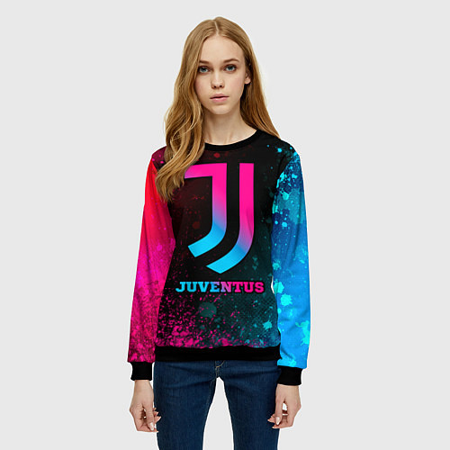 Женский свитшот Juventus - neon gradient / 3D-Черный – фото 3