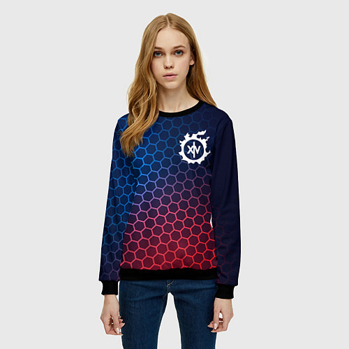Женский свитшот Final Fantasy неоновые соты / 3D-Черный – фото 3