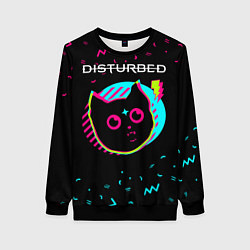 Свитшот женский Disturbed - rock star cat, цвет: 3D-черный