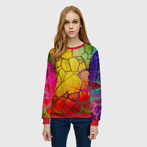 Женский свитшот Bright abstraction / 3D-Красный – фото 3