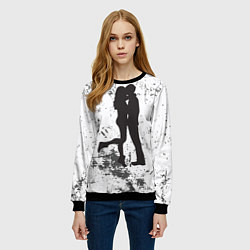 Свитшот женский Силуэт парня с девушкой в обнимку, цвет: 3D-черный — фото 2