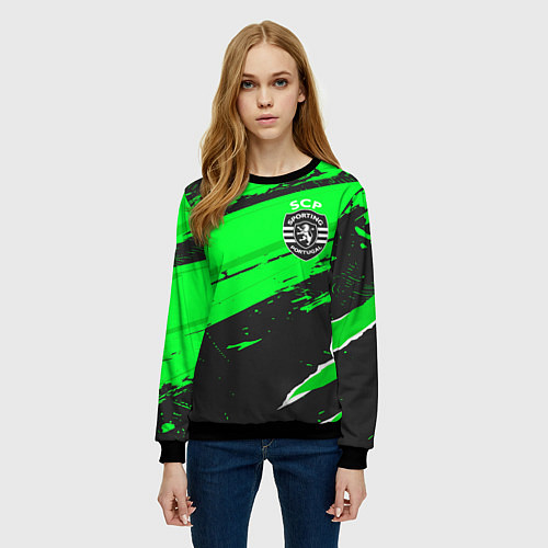 Женский свитшот Sporting sport green / 3D-Черный – фото 3