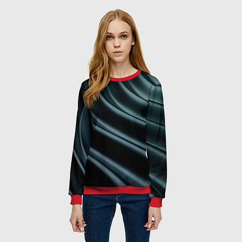 Женский свитшот Темная волна / 3D-Красный – фото 3