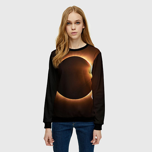 Женский свитшот Полнолуние / 3D-Черный – фото 3