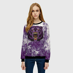 Свитшот женский Фиолетовый медведь голова, цвет: 3D-черный — фото 2
