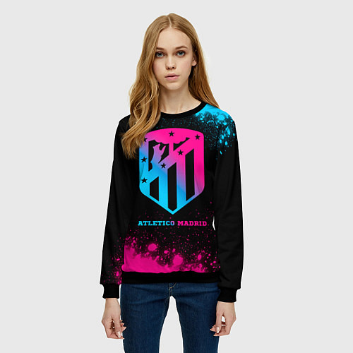 Женский свитшот Atletico Madrid - neon gradient / 3D-Черный – фото 3