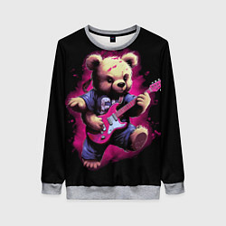 Свитшот женский Плюшевый медведь музыкант с гитарой, цвет: 3D-меланж