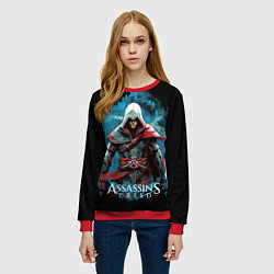 Свитшот женский Assassins creed холодный фон, цвет: 3D-красный — фото 2