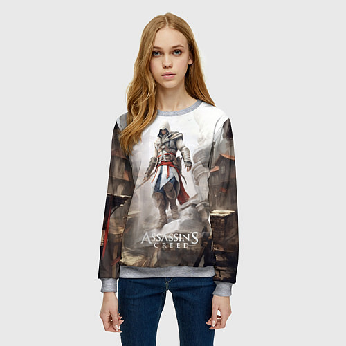 Женский свитшот Assassins creed town / 3D-Меланж – фото 3