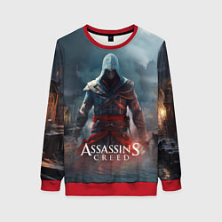 Свитшот женский Assassins creed ночной город, цвет: 3D-красный
