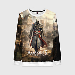 Свитшот женский Assassins creed старый город, цвет: 3D-белый