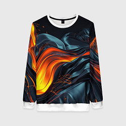 Свитшот женский Волнистая темная материя, цвет: 3D-белый