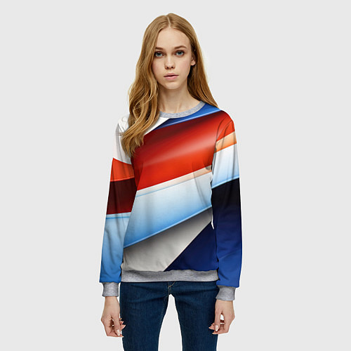 Женский свитшот Абстрактный минимализм плавные волнистые линии / 3D-Меланж – фото 3