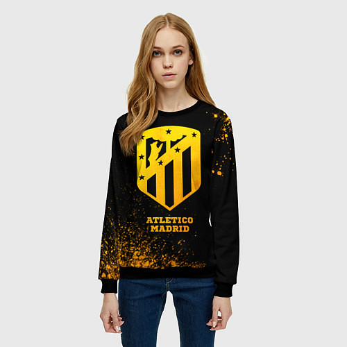 Женский свитшот Atletico Madrid - gold gradient / 3D-Черный – фото 3