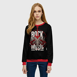 Свитшот женский Рок музыка - тяжёлый рок, цвет: 3D-красный — фото 2