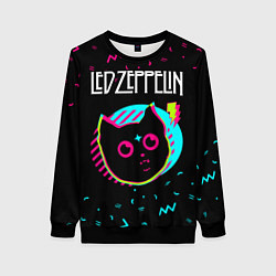 Свитшот женский Led Zeppelin - rock star cat, цвет: 3D-черный