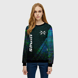 Свитшот женский Exeed sport glitch blue, цвет: 3D-черный — фото 2