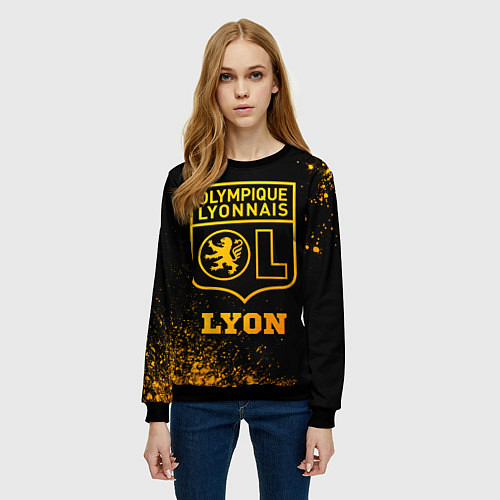 Женский свитшот Lyon - gold gradient / 3D-Черный – фото 3