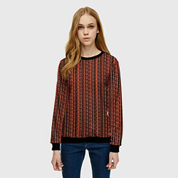 Свитшот женский Красно-коричневый искажённые полосы, цвет: 3D-черный — фото 2