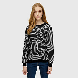 Свитшот женский Абстрактные объемные рельефы, цвет: 3D-черный — фото 2