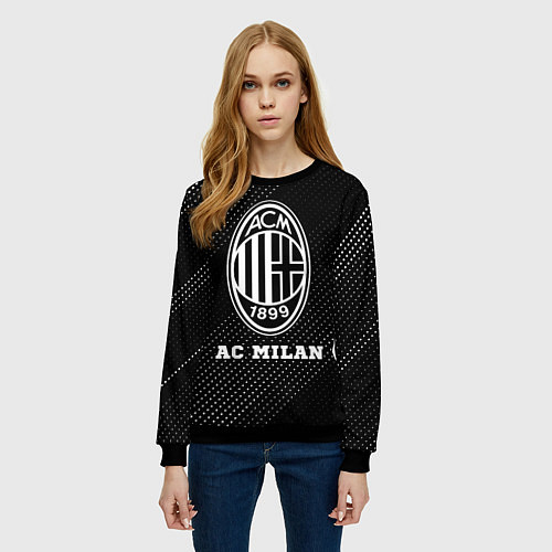 Женский свитшот AC Milan sport на темном фоне / 3D-Черный – фото 3