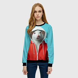 Свитшот женский Крыс в балахоне, цвет: 3D-черный — фото 2
