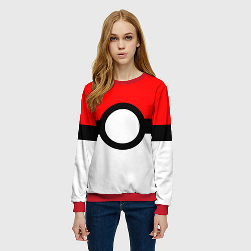 Женский свитшот Pokeball texture / 3D-Красный – фото 3