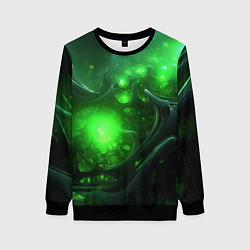 Женский свитшот Зеленая кислотная яркая неоновая абстракция