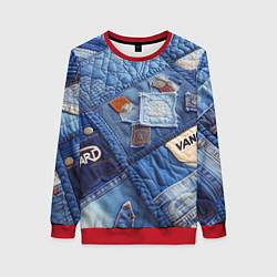 Свитшот женский Vanguard jeans patchwork - ai art, цвет: 3D-красный