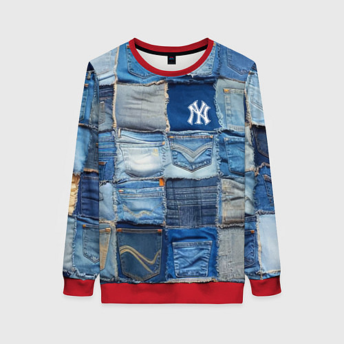 Женский свитшот Patchwork - New York yankees baseball team / 3D-Красный – фото 1