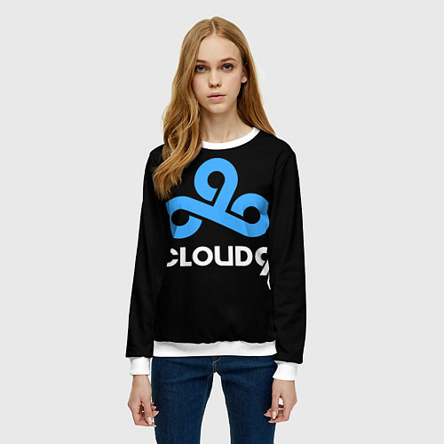 Женский свитшот Cloud9 - esports logo / 3D-Белый – фото 3